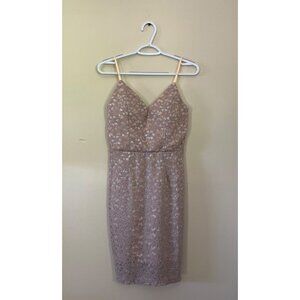 Windsor Womens Medium Pink Spaghetti Strap Dress Metallic Knee Length Formal Wea